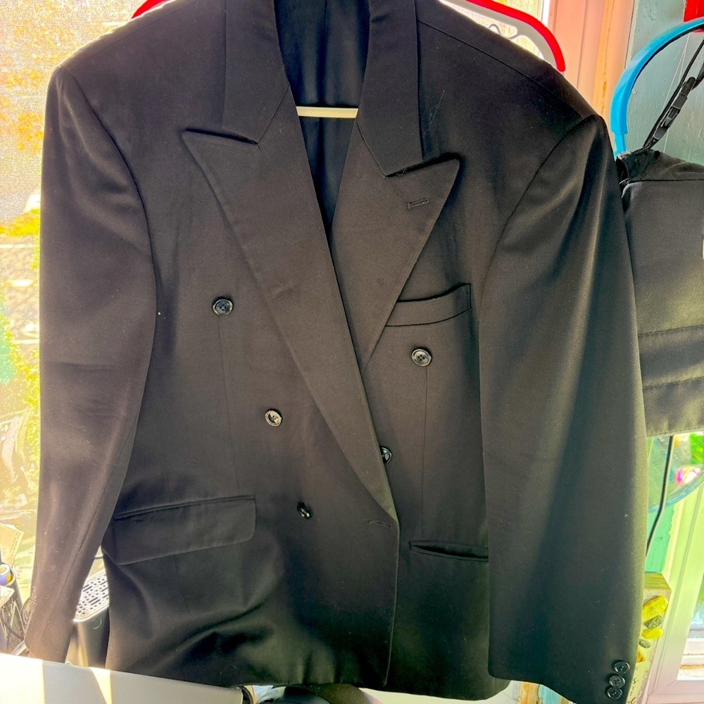 Black suit pants Dockers 36 x 30 
With black jacket Gina Franco Ruffini
